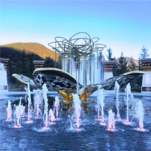 Peach blossom metal art installation