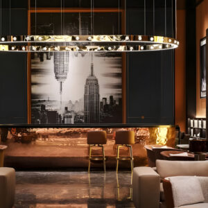 Metal art water ripple front desk